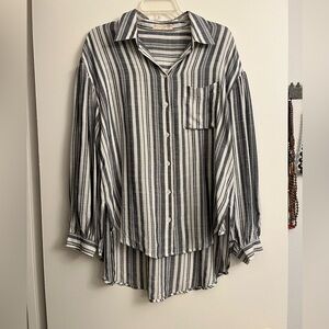 Stitch + Feather Striped Rayon Blouse